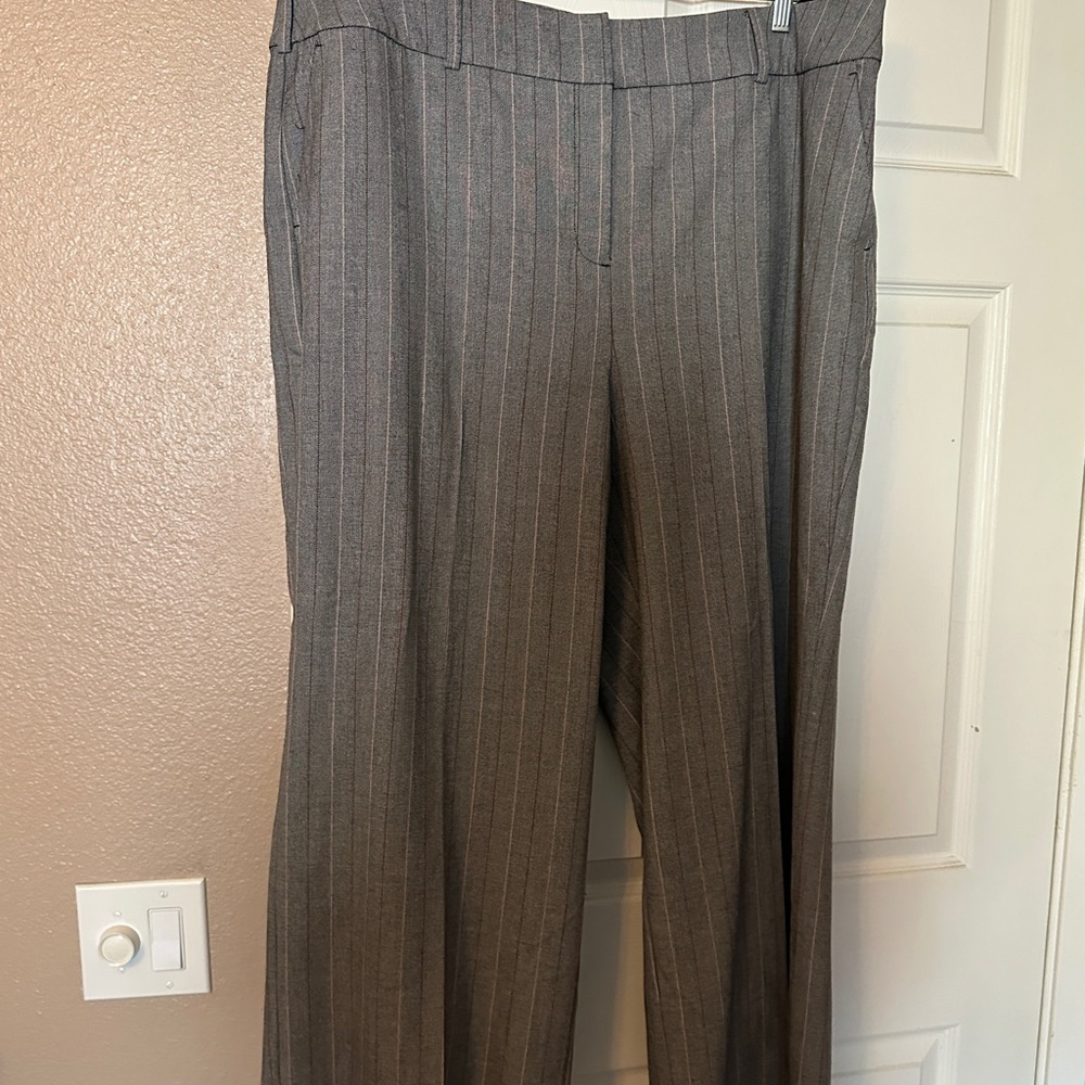 Gray Pinstripe Wide-Leg Trousers